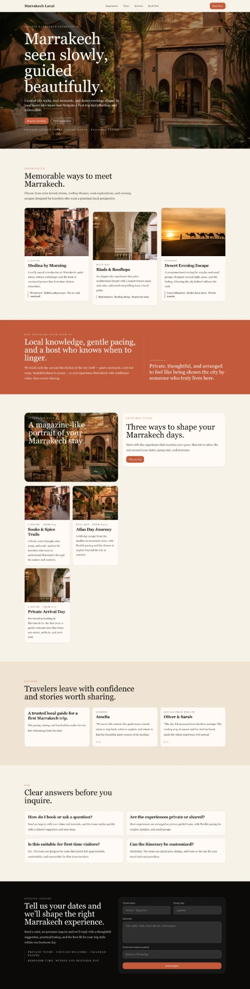 Marrakech Local travel landing page