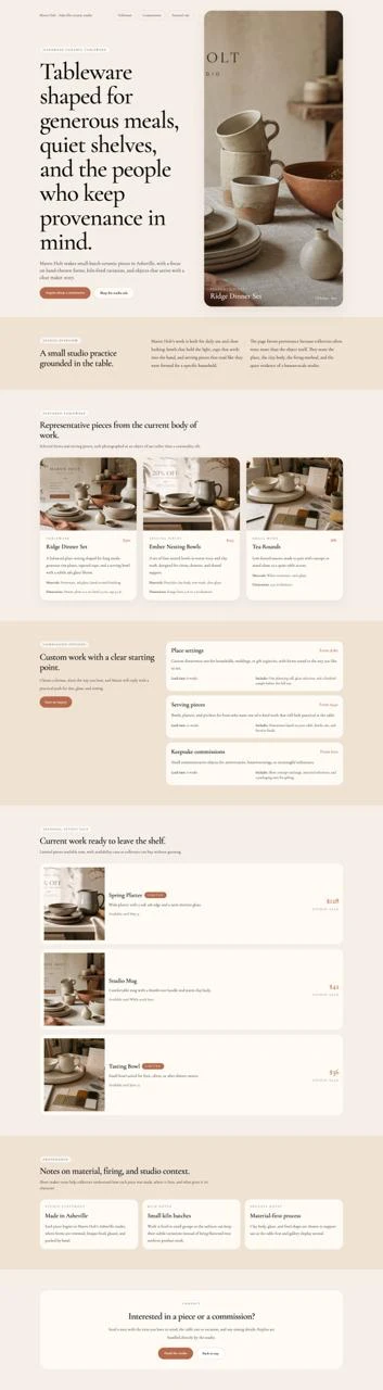 Pottery studio storefront